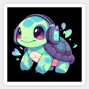 Green Turtle with Headphones Sticker